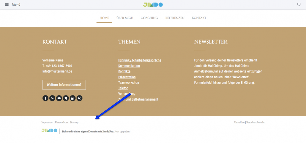 Jimdo Bearbeitung Footer