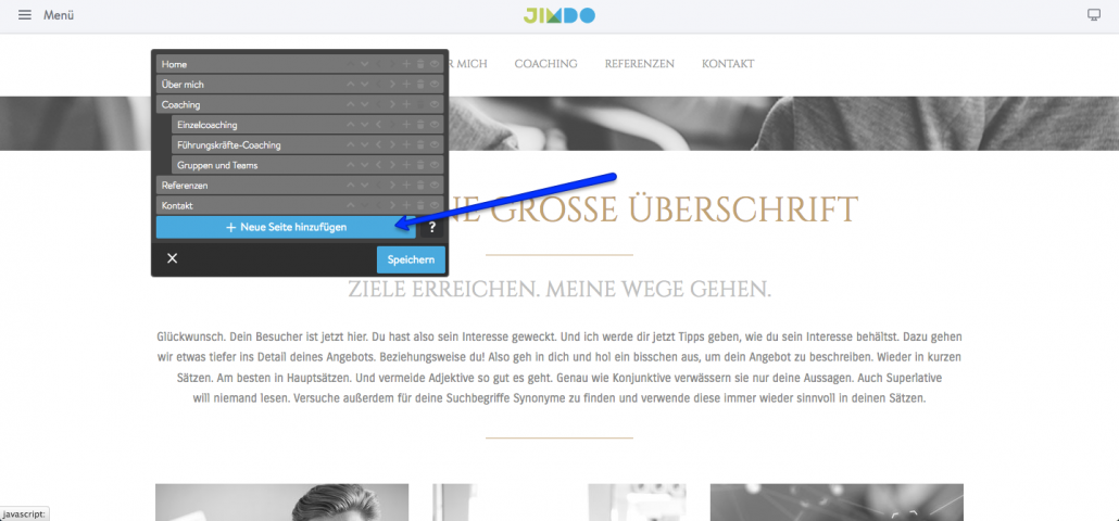 Jimdo Navigation bearbeiten