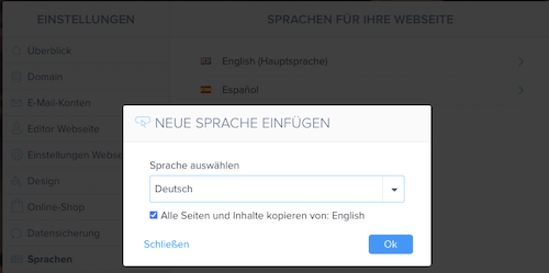 webnode sprachen